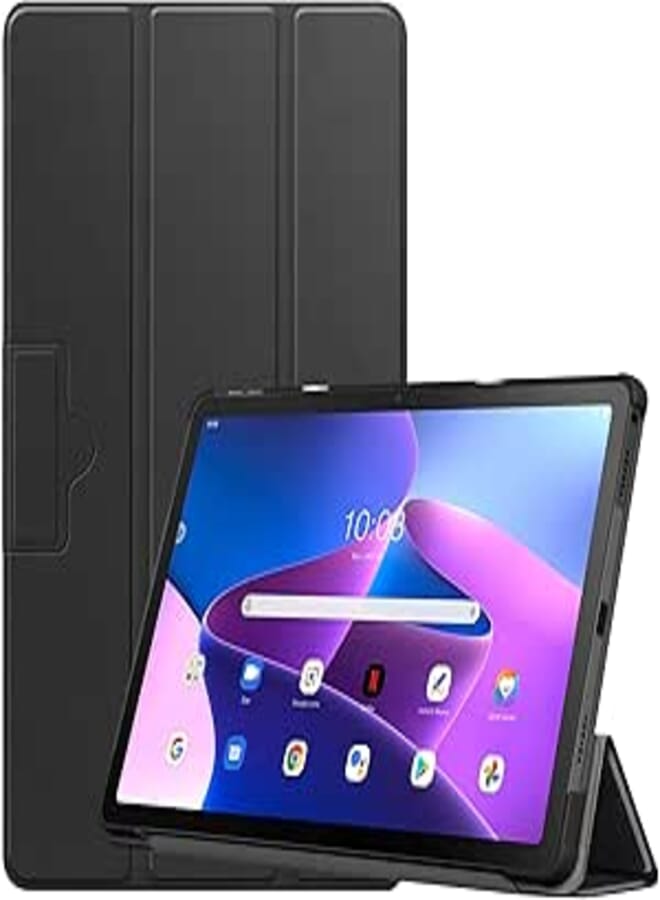 غطاء لجهاز Lenovo Tab M10 Plus الجيل الثالث 10.6 بوصة 2022، [استيقاظ/نوم تلقائي] غطاء جلد رفيع ذكي قابل للطي لجهاز Lenovo M10 Plus (الجيل الثالث) [TB125FU /TB128FU /TB128XU] (أسود)